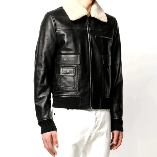 Falcon A-2 Black Leather Jacket