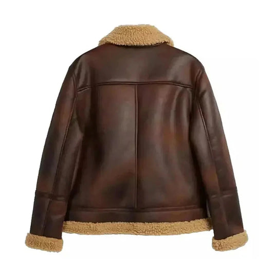 Mocha Brown Distressed Aviator Jacket
