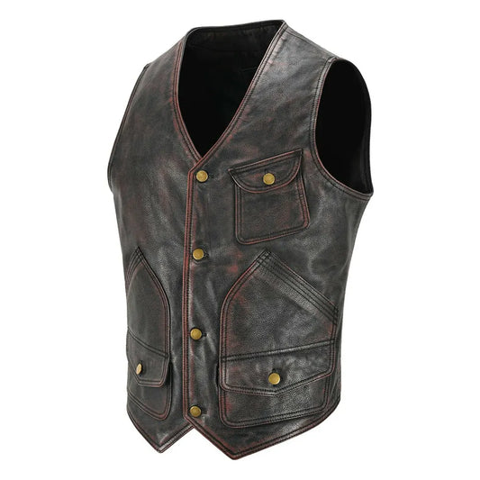 Men’s Distressed Leather Vest