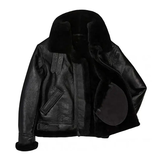 Jet Noir B-3 Black Leather Jacket