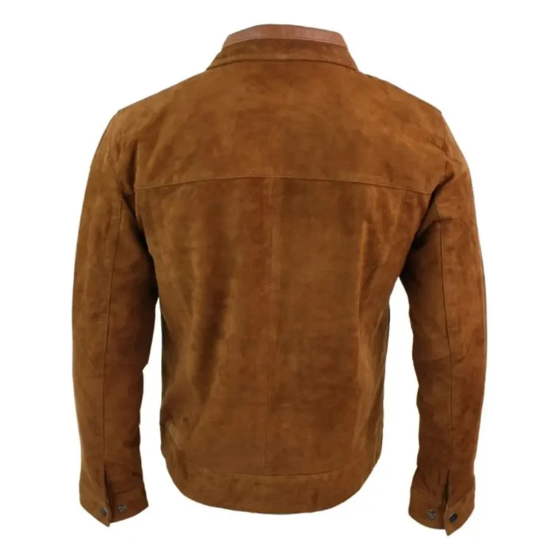 Men’s Slim Fit Brown Suede Leather Jacket
