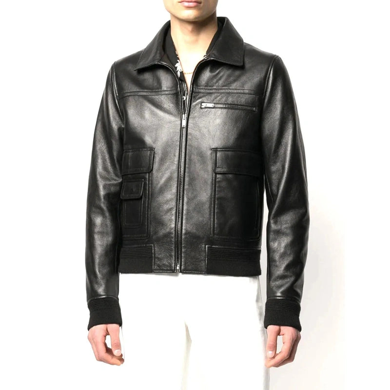 Falcon A-2 Black Leather Jacket