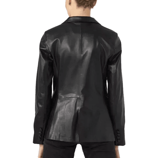 Casual Black Leather Blazer