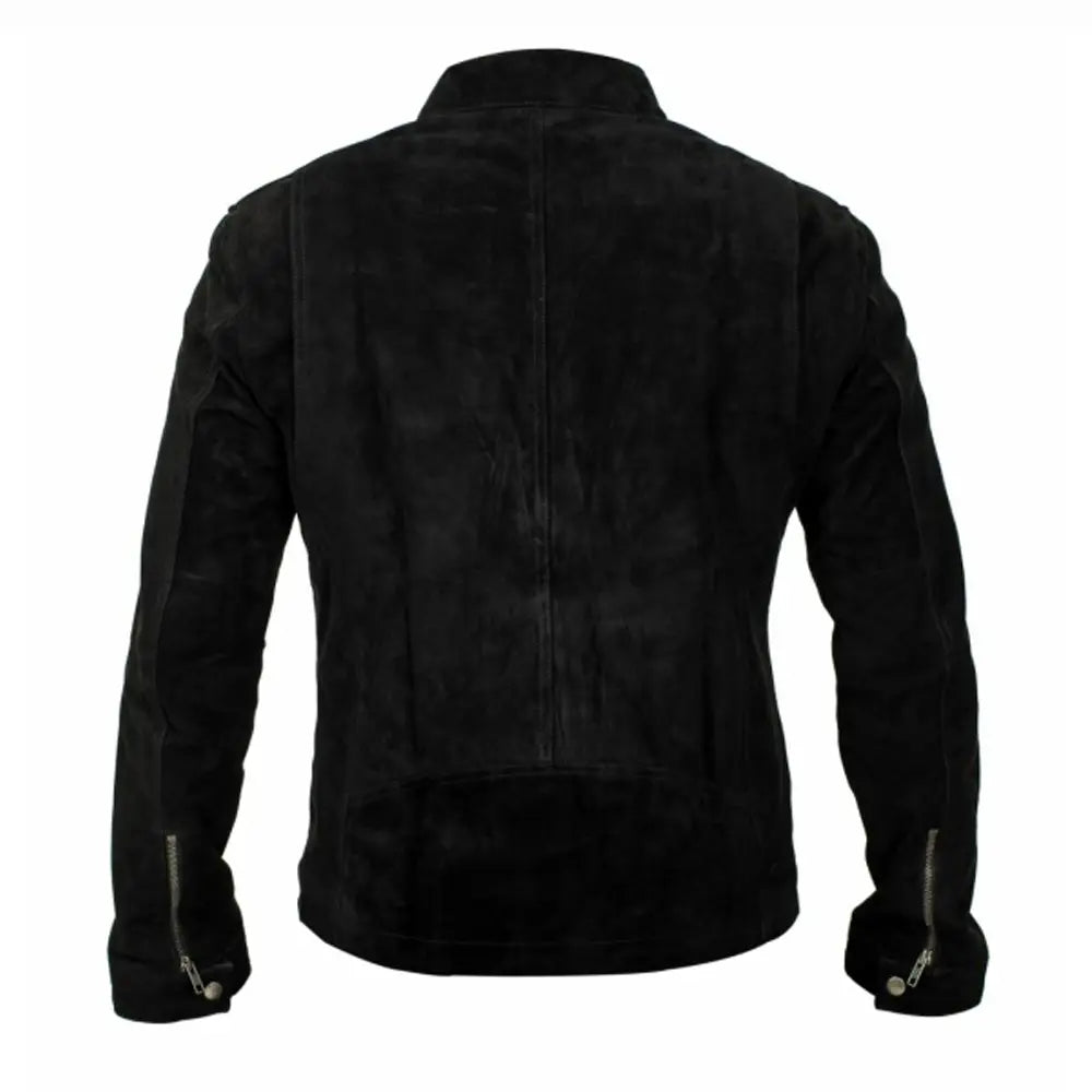 Black Biker Suede Leather Jacket