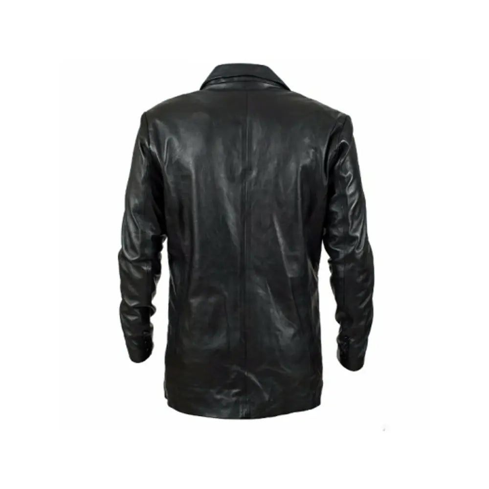 Degra Black Oversized Leather Blazer