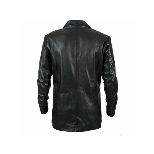 Degra Black Oversized Leather Blazer