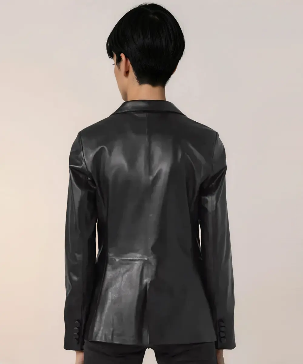 Casual Black Leather Blazer