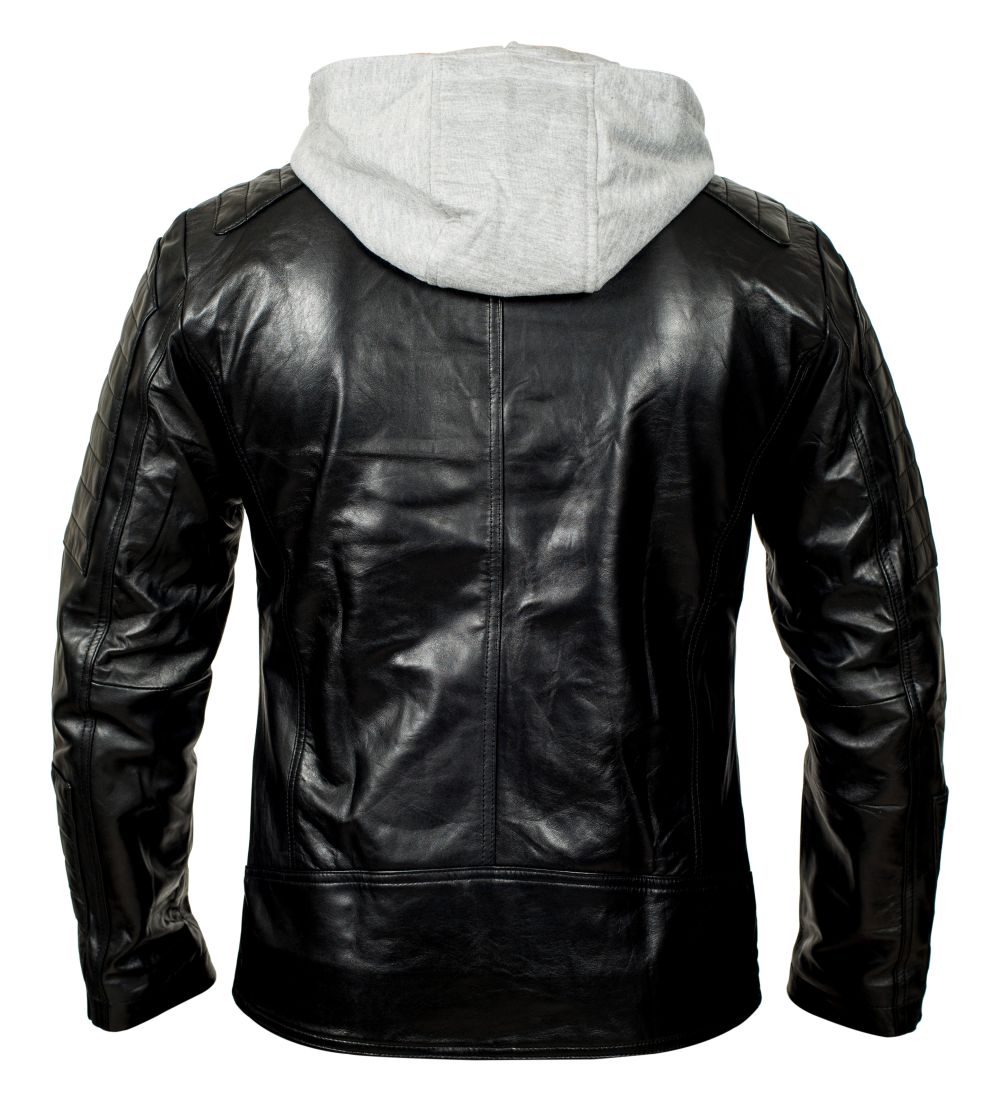 Hooded Biker Leather Jacket