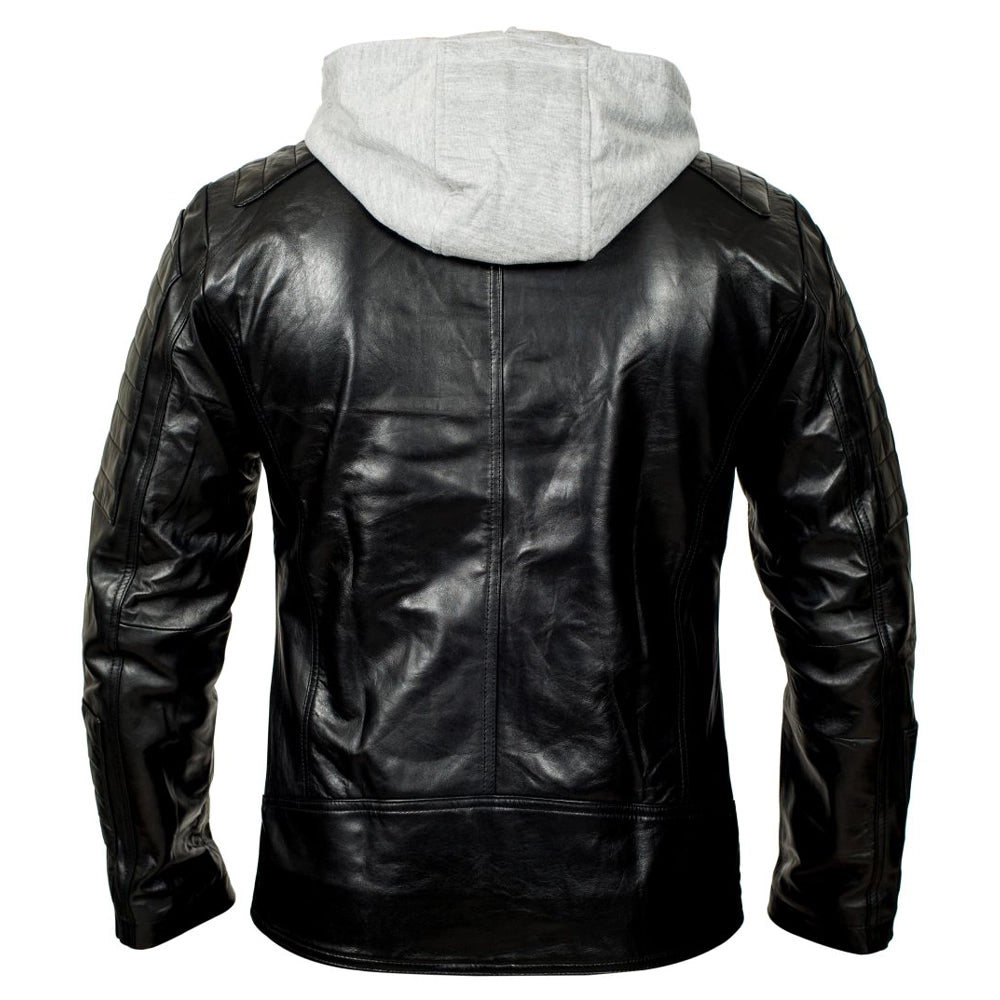 Hooded Biker Leather Jacket