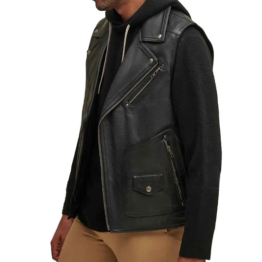 Casual Black Leather Vest
