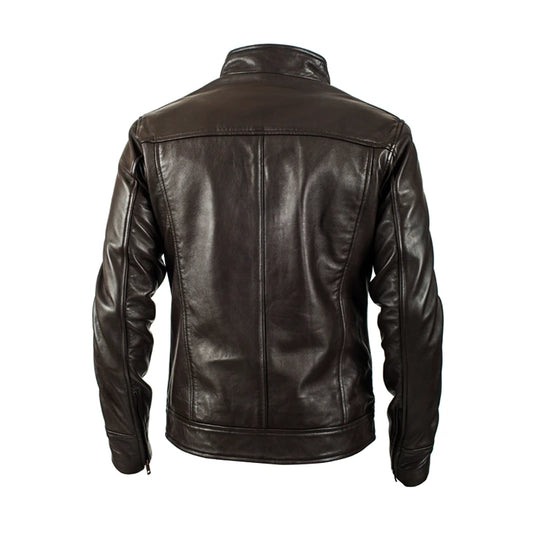 Mocha Brown Racer Leather Jacket