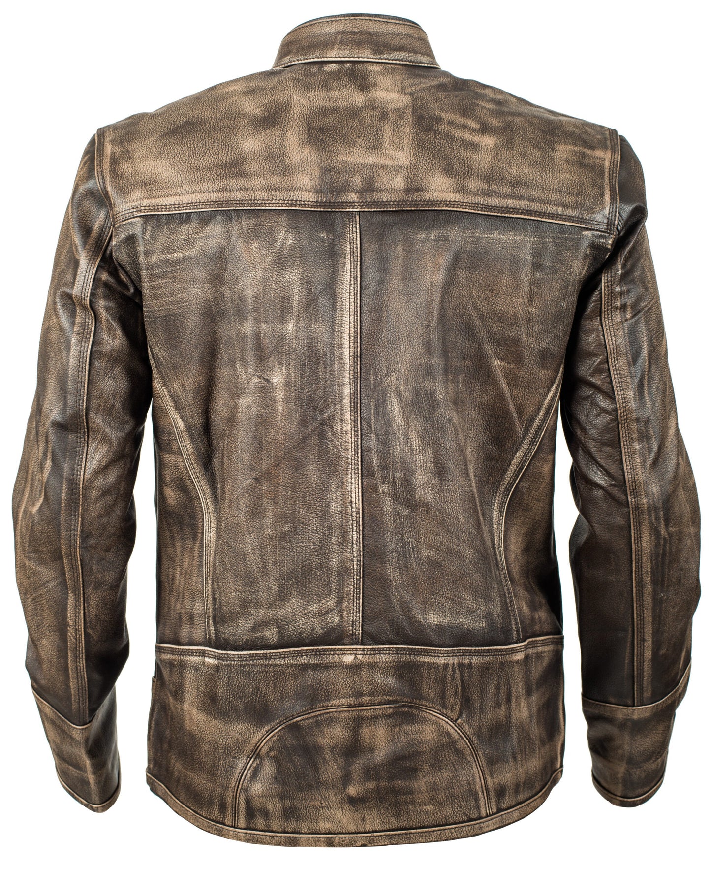 Grey Distressed Leather Jacket