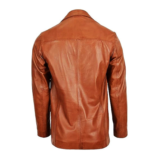 Maverick Tan Leather Blazer