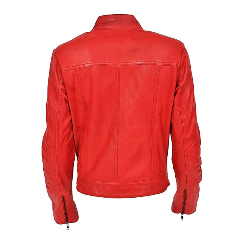 Inferno Red Leather Biker Jacket