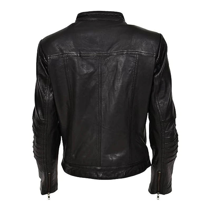 Noir Black Leather Biker Jacket