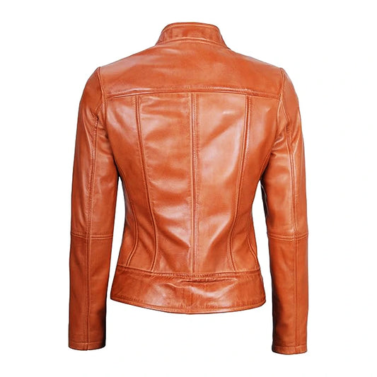Brown Cafe Racer Leather Motorcycle Jacket
