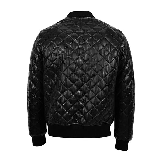 Quilted Black Bomber Jacket