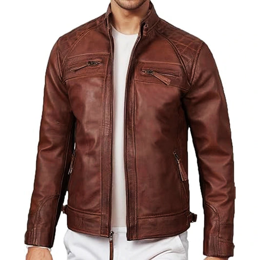Cafe Racer Brown Leather Jacket