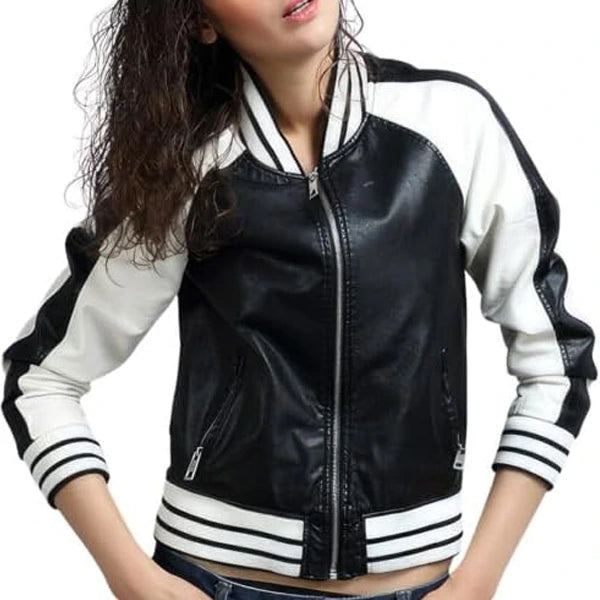 Heritage Leather Varsity Jacket Black-White
