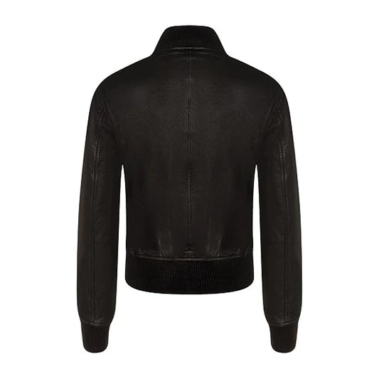Nappa Black Leather Bomber Jacket