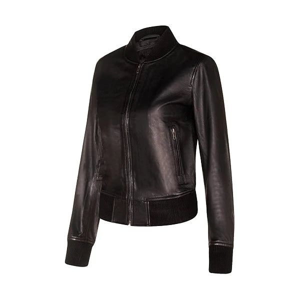Nappa Black Leather Bomber Jacket