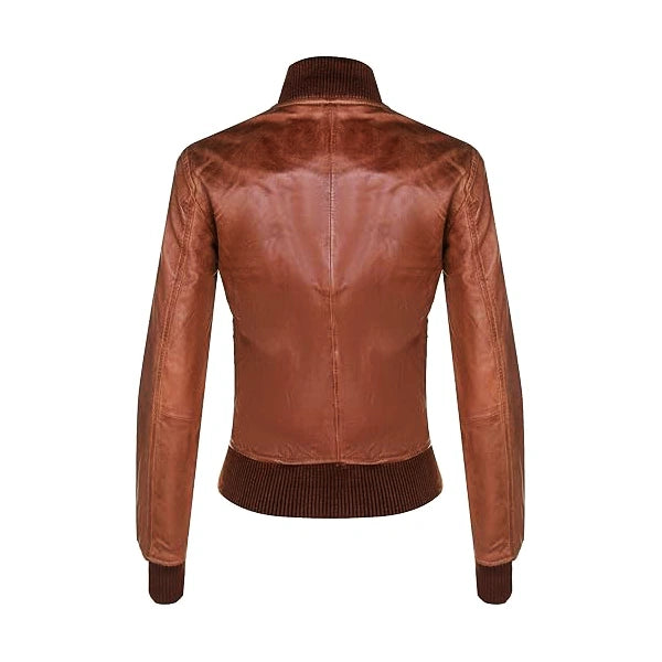 Nappa Brown Leather Bomber Jacket