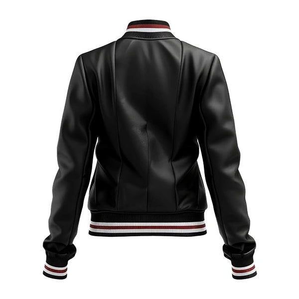 Heritage Black Leather Bomber Jacket