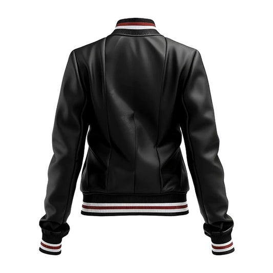 Heritage Black Leather Bomber Jacket