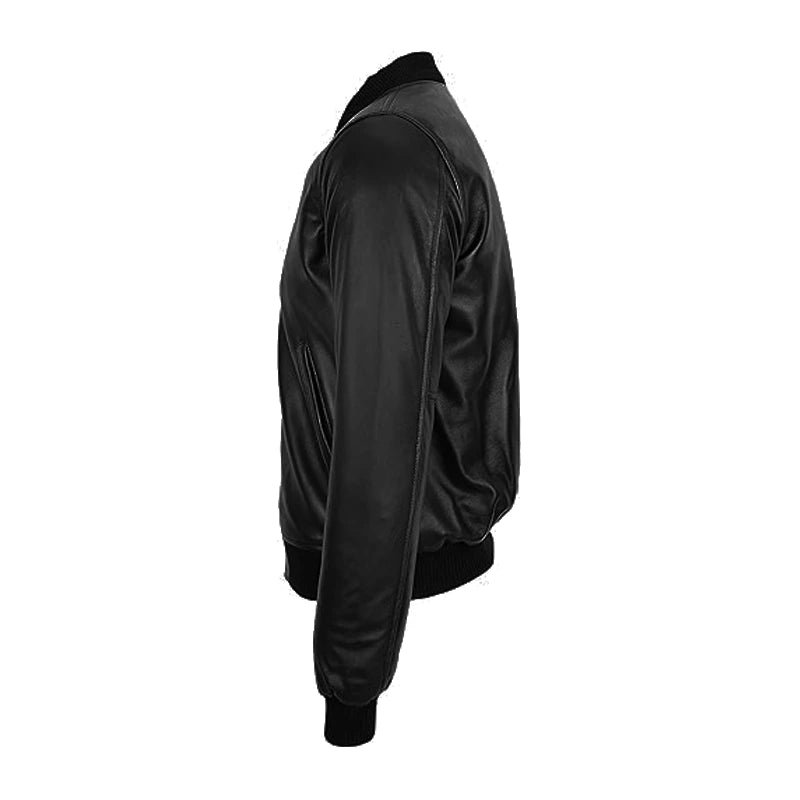 Classic Black Zipper Bomber Jacket