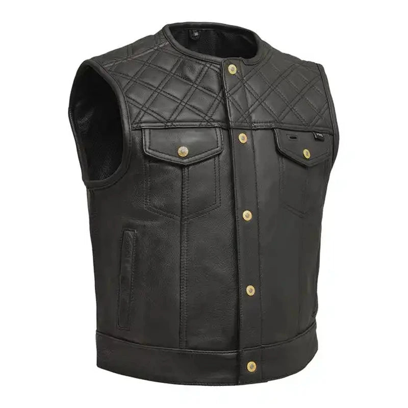 Men’s Black Quilted Leather Vest