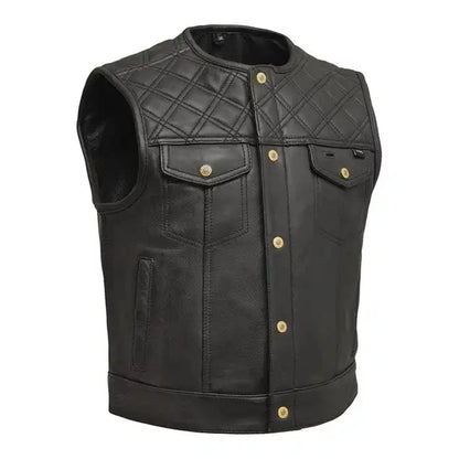 Men’s Black Quilted Leather Vest