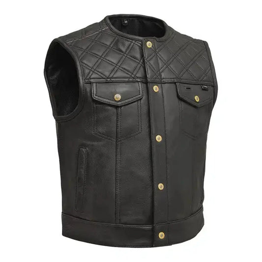Men’s Black Quilted Leather Vest