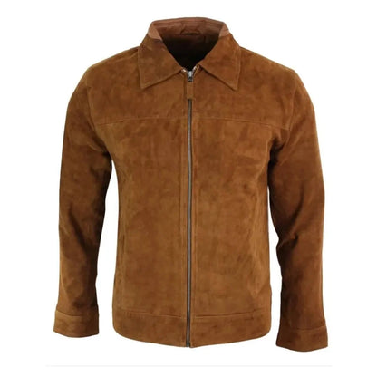 Men’s Slim Fit Brown Suede Leather Jacket