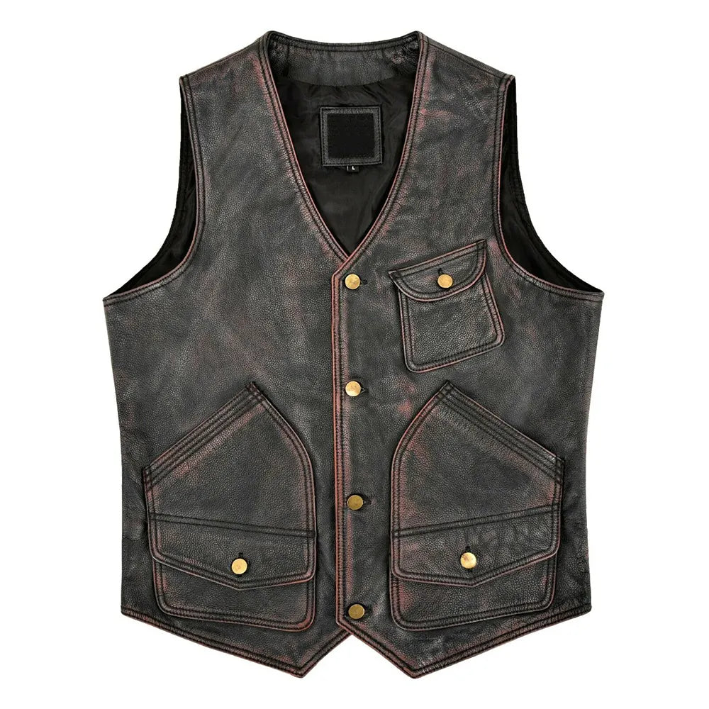 Men’s Distressed Leather Vest