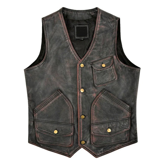 Men’s Distressed Leather Vest