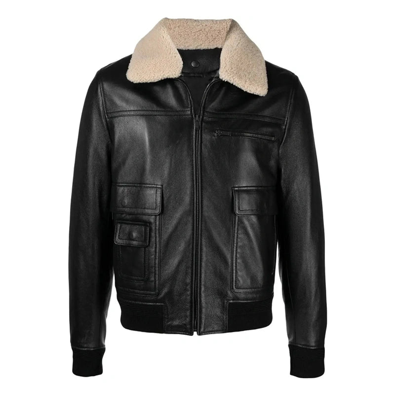 Falcon A-2 Black Leather Jacket