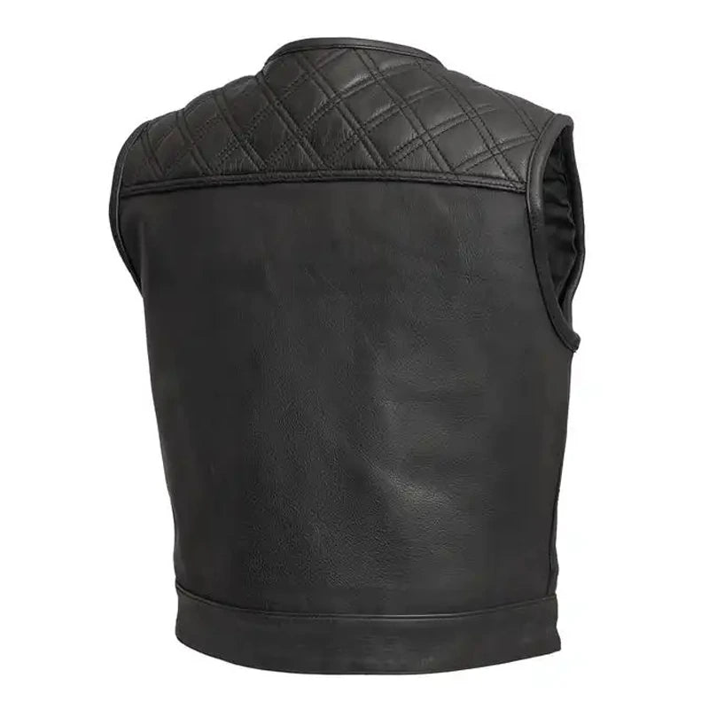 Men’s Black Quilted Leather Vest