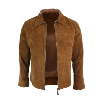 Men’s Slim Fit Brown Suede Leather Jacket