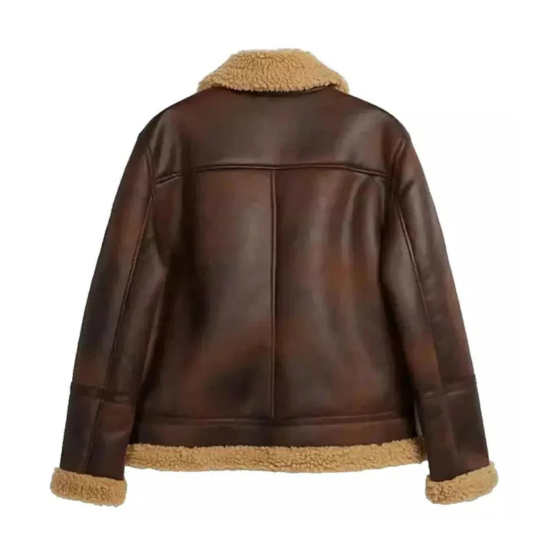 Mocha Brown Distressed Aviator Jacket