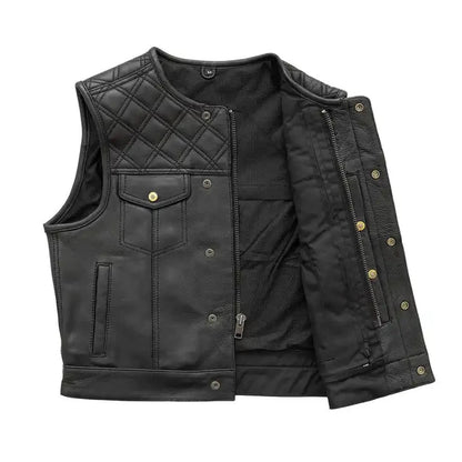 Men’s Black Quilted Leather Vest