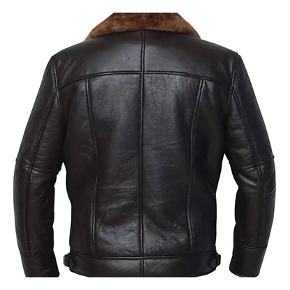 Steel B-3 Black Leather Bomber Jacket