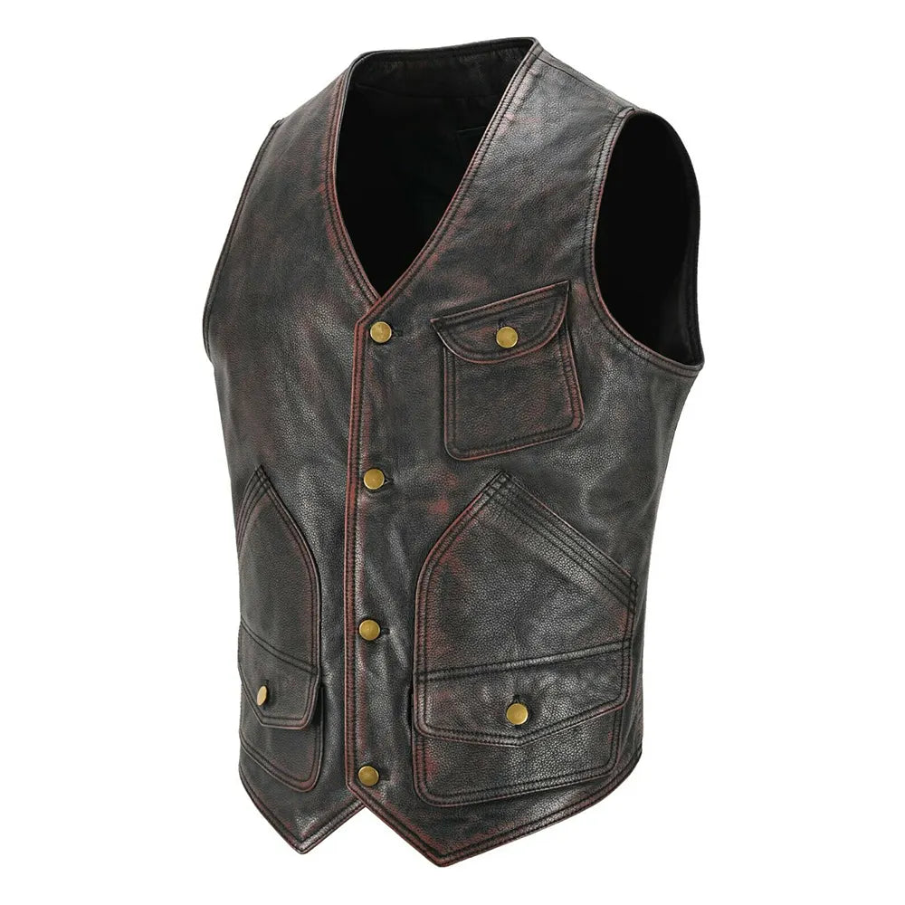 Men’s Distressed Leather Vest