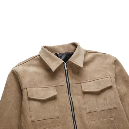 Men’s Beige Suede Leather Jacket