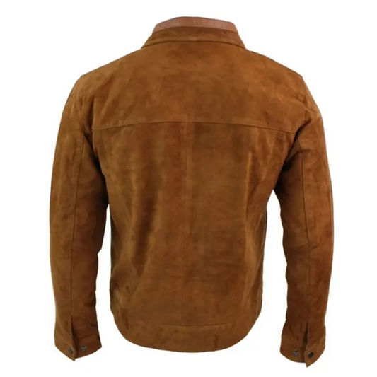 Men’s Slim Fit Brown Suede Leather Jacket