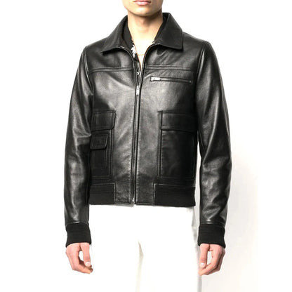 Falcon A-2 Black Leather Jacket
