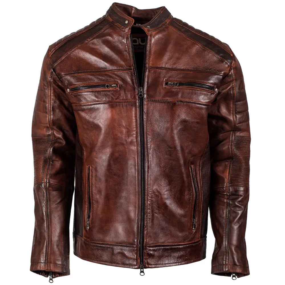 Umber Brown Leather Jacket