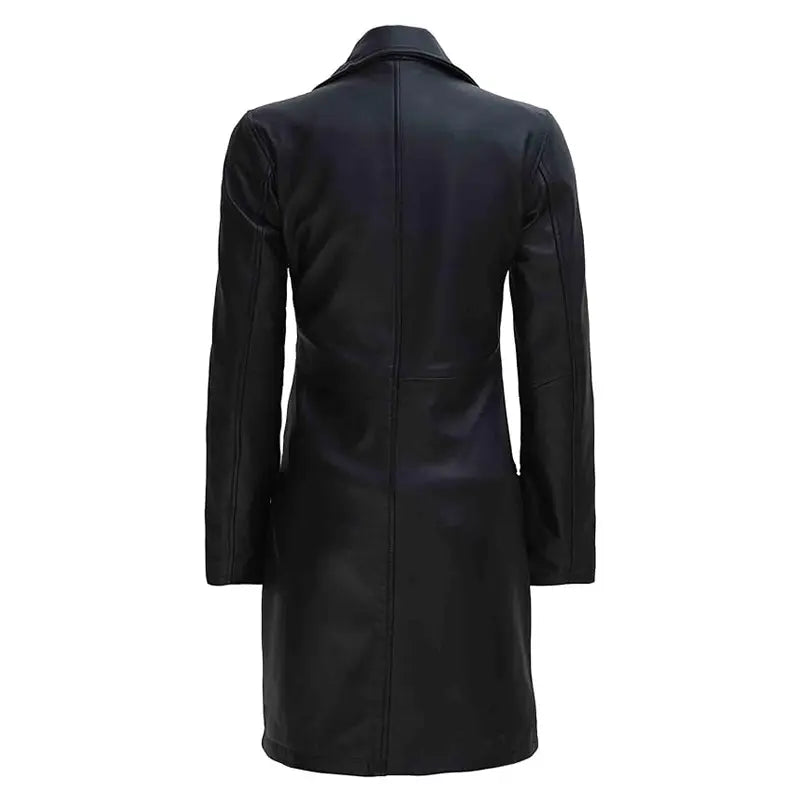 Noir Black Long Leather Coat