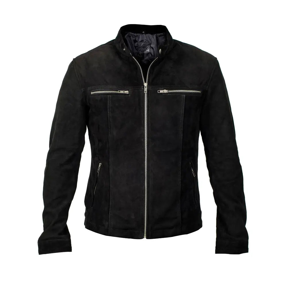 Black Biker Suede Leather Jacket
