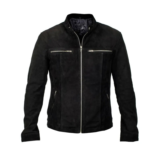 Black Biker Suede Leather Jacket