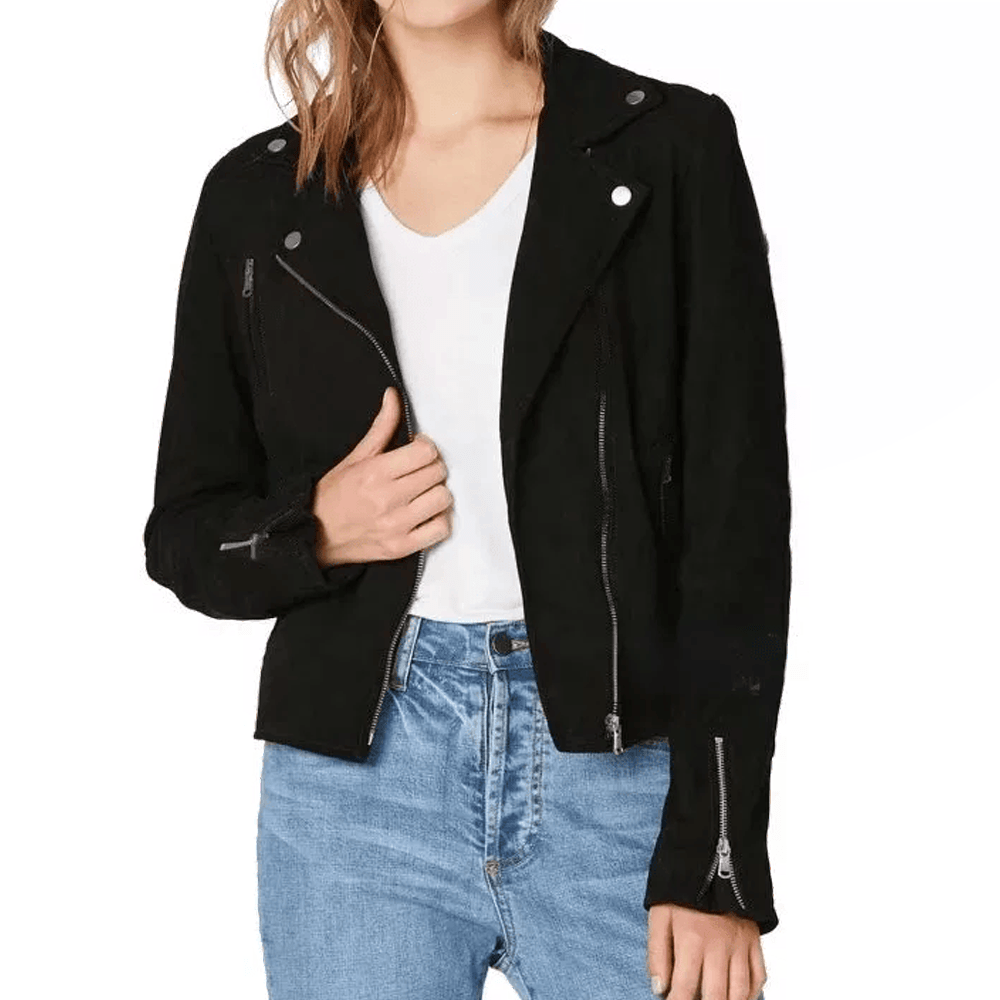 Black Suede Biker Jacket